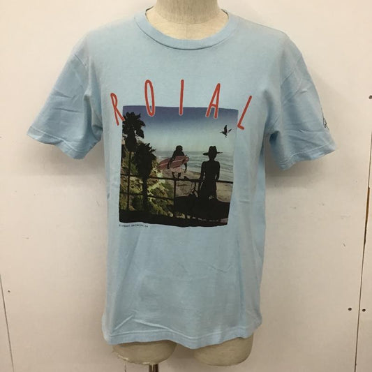 ロイヤル roial Tシャツ 半袖 フォトプリント クルーネック L ロゴ、文字 水色 / ライトブルー /  メンズ USED 古着 中古 10097905