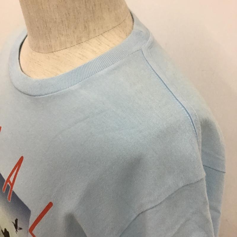 ロイヤル roial Tシャツ 半袖 フォトプリント クルーネック L ロゴ、文字 水色 / ライトブルー /  メンズ USED 古着 中古 10097905