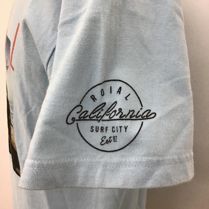 ロイヤル roial Tシャツ 半袖 フォトプリント クルーネック L ロゴ、文字 水色 / ライトブルー /  メンズ USED 古着 中古 10097905