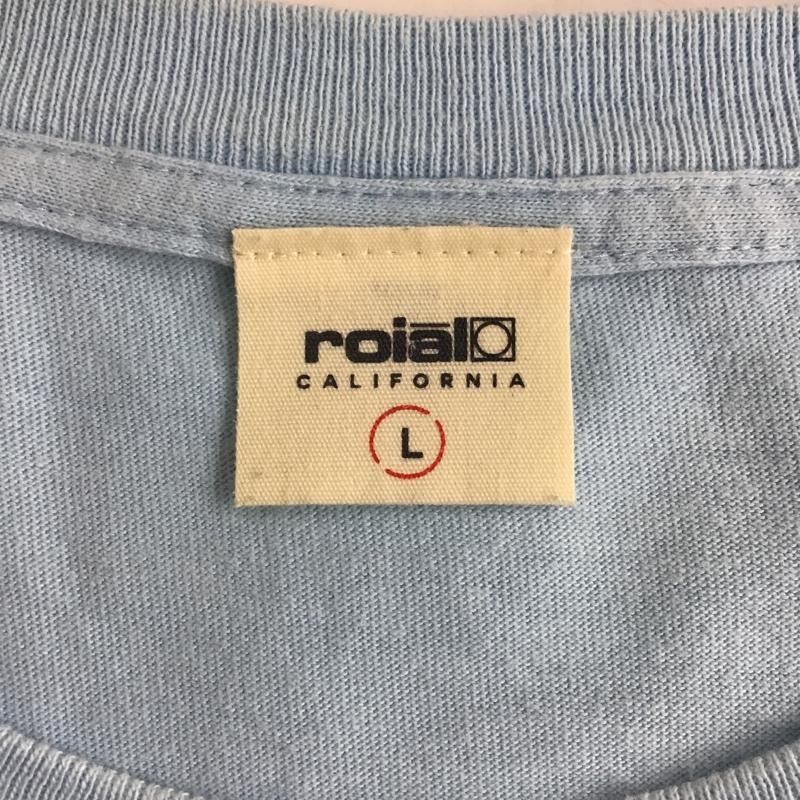 ロイヤル roial Tシャツ 半袖 フォトプリント クルーネック L ロゴ、文字 水色 / ライトブルー /  メンズ USED 古着 中古 10097905