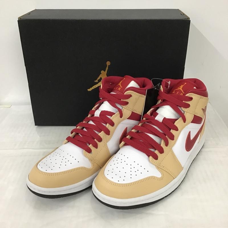 ナイキ NIKE スニーカー スニーカー 554724 201 AIR JORDAN 1 MID 26.5cm 箱有 26.5cm ワンポイント 白 / ホワイト / X ベージュ / ベージュ / X ボルドー / ボルドー /  メンズ USED 古着 中古 10097909