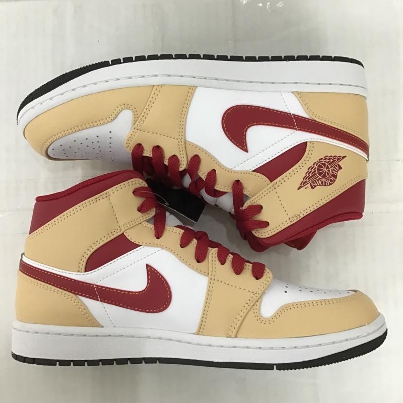 ナイキ NIKE スニーカー スニーカー 554724 201 AIR JORDAN 1 MID 26.5cm 箱有 26.5cm ワンポイント 白 / ホワイト / X ベージュ / ベージュ / X ボルドー / ボルドー /  メンズ USED 古着 中古 10097909