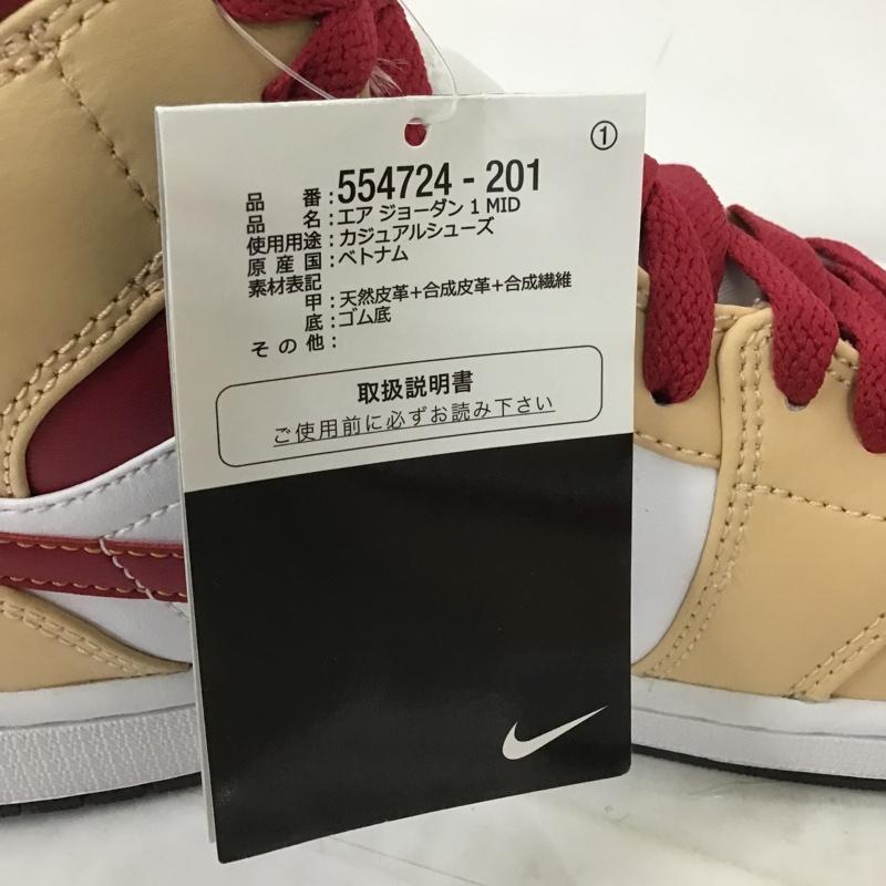 ナイキ NIKE スニーカー スニーカー 554724 201 AIR JORDAN 1 MID 26.5cm 箱有 26.5cm ワンポイント 白 / ホワイト / X ベージュ / ベージュ / X ボルドー / ボルドー /  メンズ USED 古着 中古 10097909