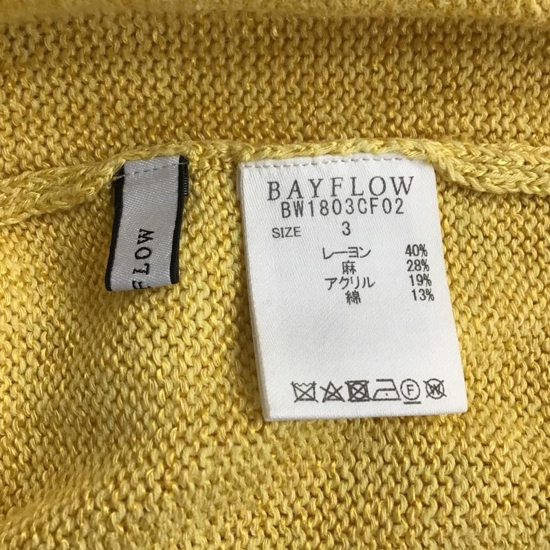 ベイフロー BAYFLOW ニット、セーター 長袖 長袖ニット リブニット セーター Vネックカットソー 3 無地 黄 / イエロー /  レディース USED 古着 中古 10097945
