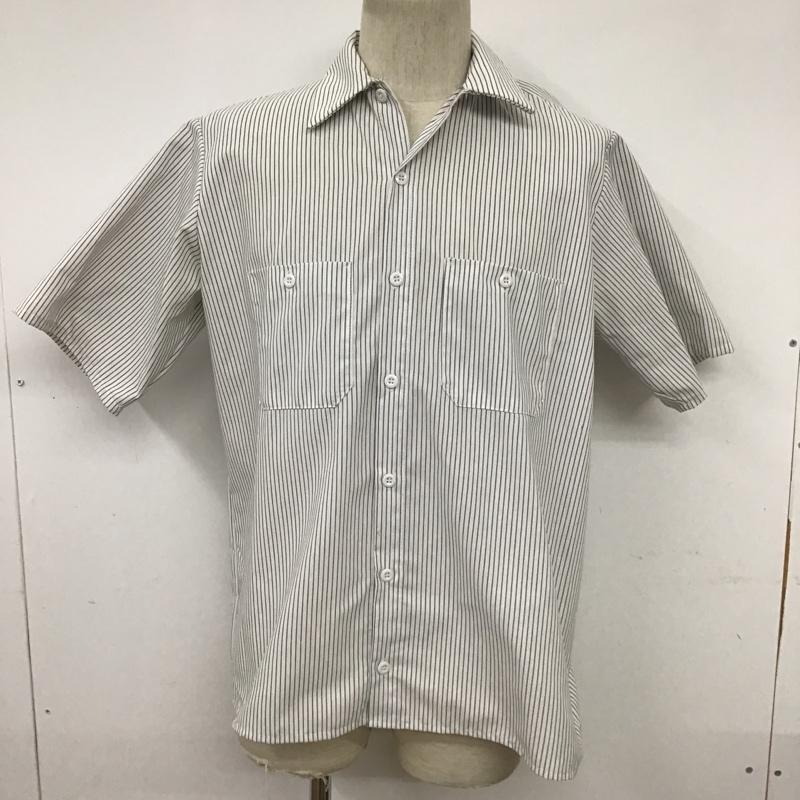 レッドキャップ RED KAP シャツ、ブラウス 半袖 ワークシャツ M ストライプ 白 / ホワイト / X 紺 / ネイビー /  メンズ USED 古着 中古 10097962