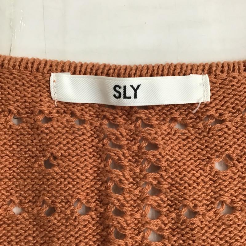 スライ SLY カーディガン 長袖 030ASW70-0330 透かし編み ロング丈 FREE 無地 橙 / オレンジ /  レディース USED 古着 中古 10098010