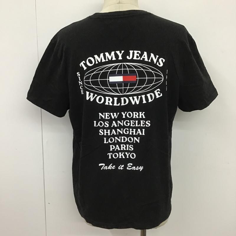 トミー ジーンズ TOMMY JEANS Tシャツ 半袖 半袖カットソー プリントTシャツ クルーネックカットソー L プリント 黒 / ブラック /  メンズ USED 古着 中古 10098060