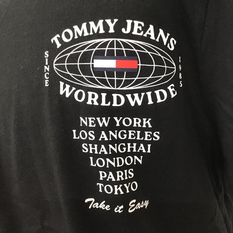 トミー ジーンズ TOMMY JEANS Tシャツ 半袖 半袖カットソー プリントTシャツ クルーネックカットソー L プリント 黒 / ブラック /  メンズ USED 古着 中古 10098060