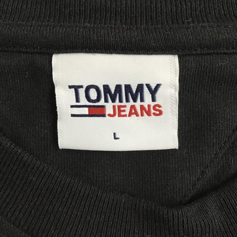 トミー ジーンズ TOMMY JEANS Tシャツ 半袖 半袖カットソー プリントTシャツ クルーネックカットソー L プリント 黒 / ブラック /  メンズ USED 古着 中古 10098060