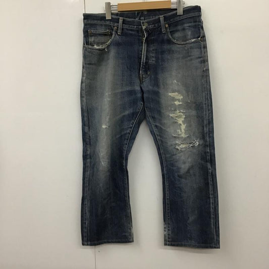 ダブルアールエル RRL パンツ デニム、ジーンズ デニムパンツ ストレートパンツ ワイドパンツ カジュアルパンツ ダメージ加工 34 無地 インディゴ / インディゴ /  メンズ USED 古着 中古 10098093