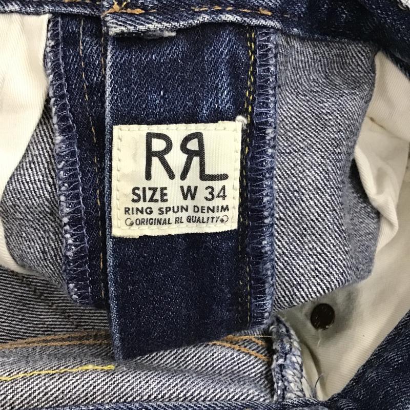 ダブルアールエル RRL パンツ デニム、ジーンズ デニムパンツ ストレートパンツ ワイドパンツ カジュアルパンツ ダメージ加工 34 無地 インディゴ / インディゴ /  メンズ USED 古着 中古 10098093