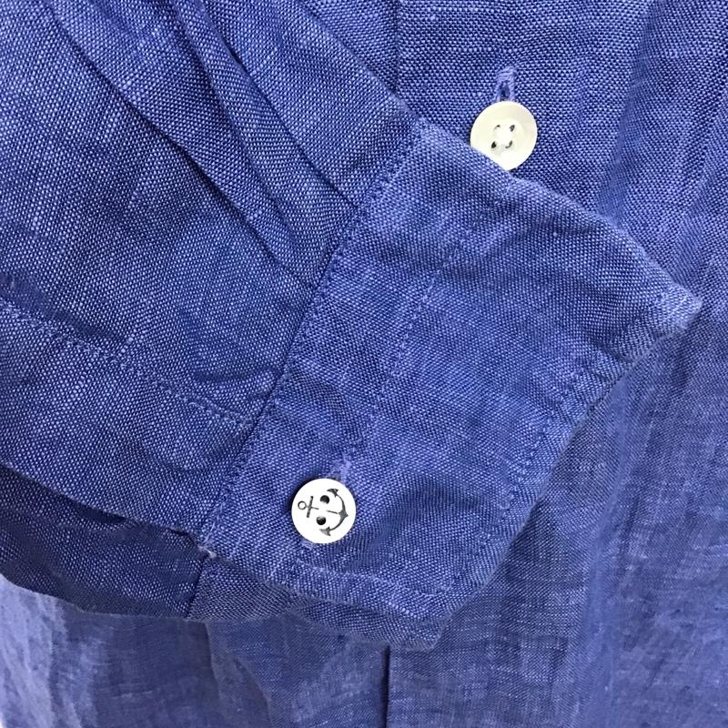 サンフランシスコ SAN FRANCISCO シャツ、ブラウス 長袖 700047-941 リネンシャツ L ワンポイント 青 / ブルー /  メンズ USED 古着 中古 10098099