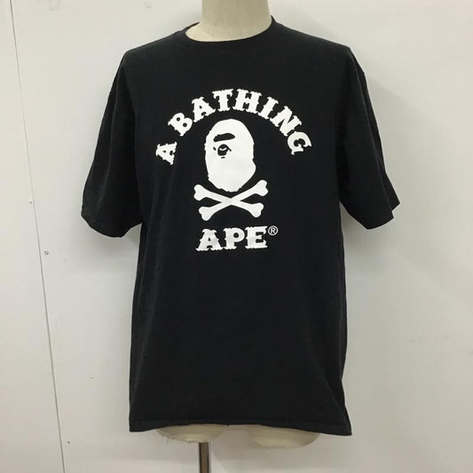 アベイシングエイプ A BATHING APE Tシャツ 半袖 半袖カットソー プリントTシャツ クルーネックカットソー XL ロゴ、文字 黒 / ブラック /  メンズ USED 古着 中古 10098112