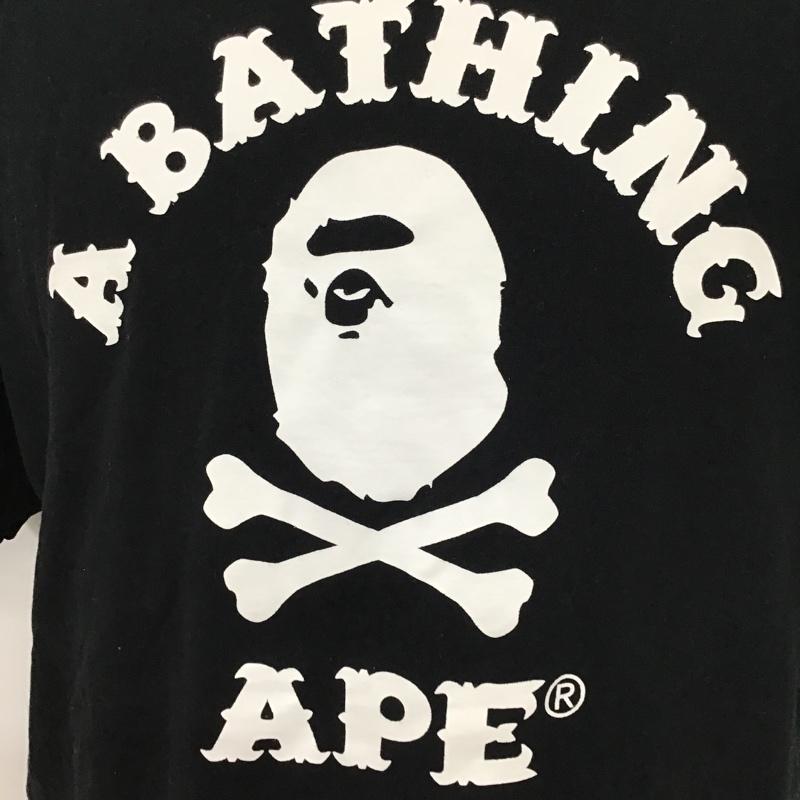 アベイシングエイプ A BATHING APE Tシャツ 半袖 半袖カットソー プリントTシャツ クルーネックカットソー XL ロゴ、文字 黒 / ブラック /  メンズ USED 古着 中古 10098112