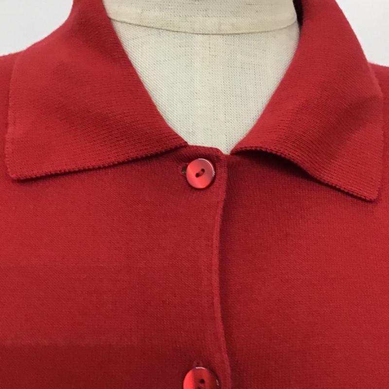 ジョンスメドレー JOHN SMEDLEY カーディガン 半袖 半袖ニット 半袖カーディガン ポロシャツ 半袖カットソー S 無地 赤 / レッド /  レディース USED 古着 中古 10098123