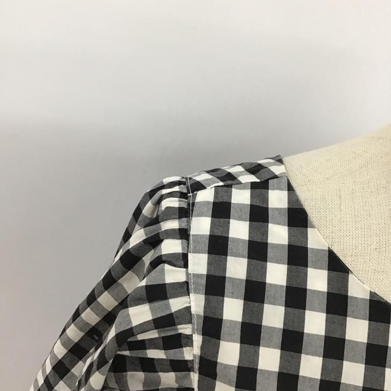 アパートバイローリーズ apart by lowrys カットソー 長袖 AP260092AD 前後着 2WAY Cソデボリュームブラウス FREE チェック 白 / ホワイト / X 黒 / ブラック /  レディース USED 古着 中古 10098224