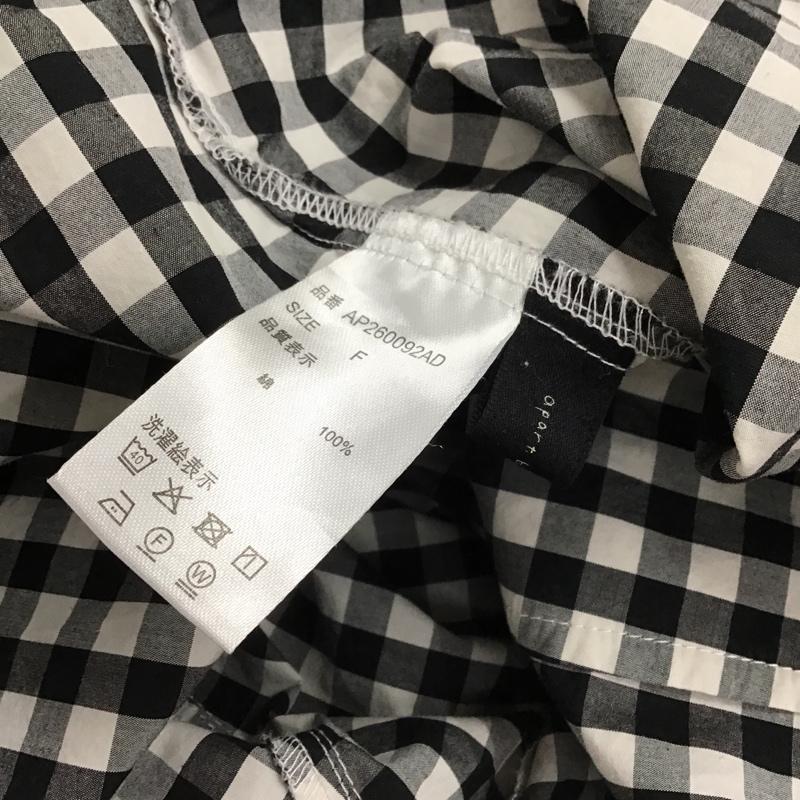 アパートバイローリーズ apart by lowrys カットソー 長袖 AP260092AD 前後着 2WAY Cソデボリュームブラウス FREE チェック 白 / ホワイト / X 黒 / ブラック /  レディース USED 古着 中古 10098224
