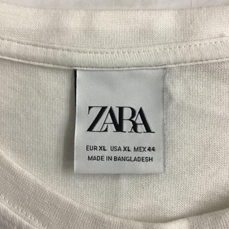 ザラ ZARA Tシャツ 半袖 0526 305 052 クルーネック 刺繍 XL ロゴ、文字 白 / ホワイト /  メンズ USED 古着 中古 10098228