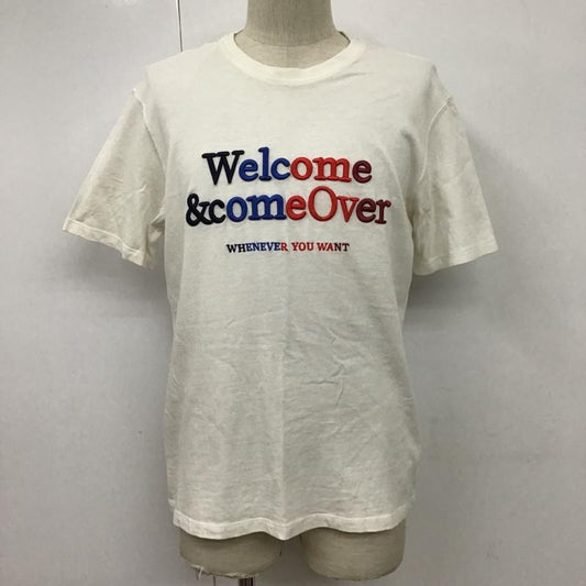 ザラ ZARA Tシャツ 半袖 0526 305 052 刺繍 クルーネック M ロゴ、文字 白 / ホワイト /  メンズ USED 古着 中古 10098230