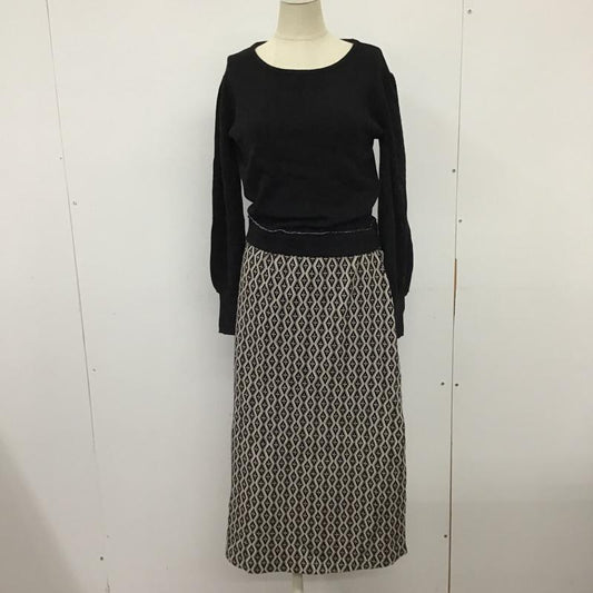 グローブ grove ワンピース ロングスカート 768-54010 ジャカードドッキングワンピース ニット S  黒 / ブラック / X 白 / ホワイト / X 灰 / グレー /  レディース USED 古着 中古 10098262