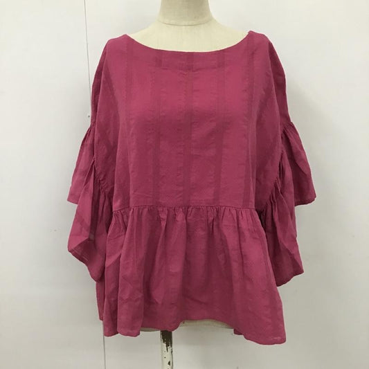 サマンサモスモス Samansa Mos2 カットソー 半袖 1710390 ドビーギャザー前後着ブラウス FREE ストライプ 紫 / パープル /  レディース USED 古着 中古 10098282