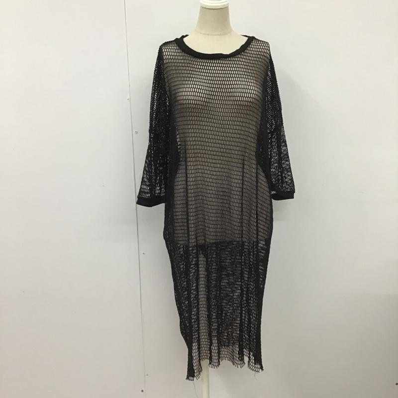 ザラ ZARA TRAFALUC ワンピース ひざ丈スカート メッシュ 半袖 M 無地 黒 / ブラック /  レディース USED 古着 中古 10098288