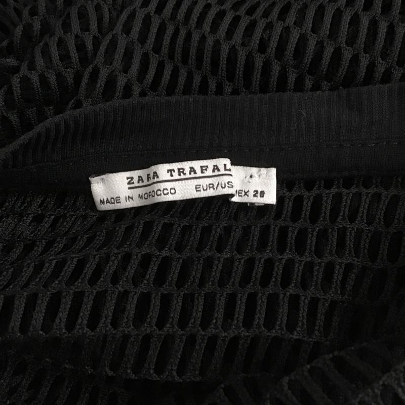 ザラ ZARA TRAFALUC ワンピース ひざ丈スカート メッシュ 半袖 M 無地 黒 / ブラック /  レディース USED 古着 中古 10098288
