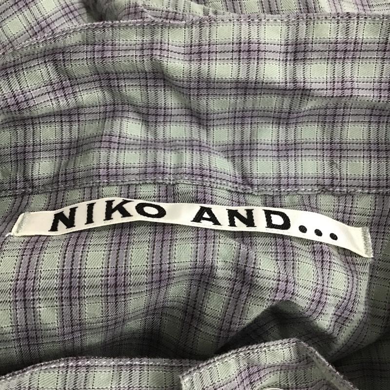 ニコアンド niko and... カットソー 長袖 T211DA02AD ノーカラー プルオーバーシャツ FREE チェック 薄緑 / ライトグリーン / X 紫 / パープル / X 黒 / ブラック /  レディース USED 古着 中古 10098313