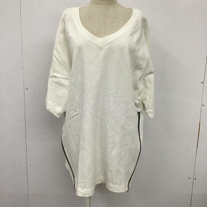 ジーナシス JEANASIS カットソー 半袖 JS063149TP サイドジッププルオーバー Vネック FREE 無地 白 / ホワイト /  レディース USED 古着 中古 10098317