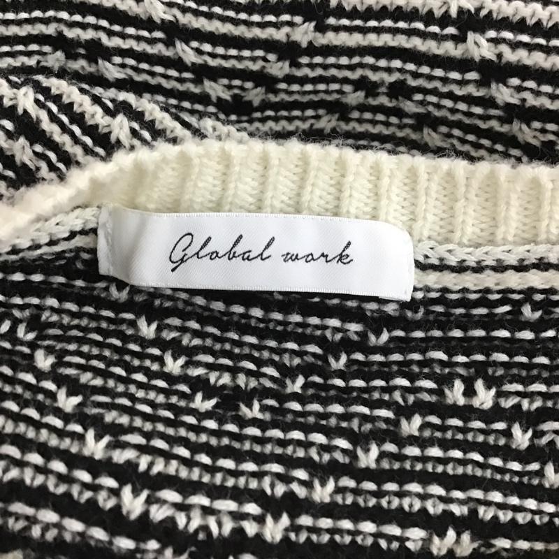 グローバルワーク GLOBAL WORK ニット、セーター 長袖 GW621502CF クルーネック M ボーダー柄 白 / ホワイト / X 黒 / ブラック /  レディース USED 古着 中古 10098320