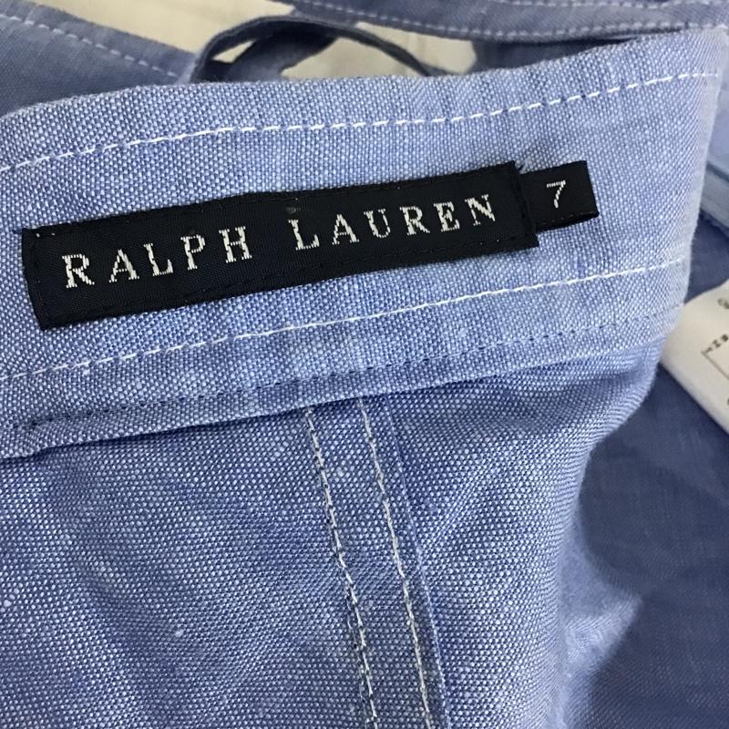 ラルフローレン RALPHLAUREN ワンピース ひざ丈スカート ノースリーブ キャミワンピース リネン 7 無地 水色 / ライトブルー /  レディース USED 古着 中古 10098321