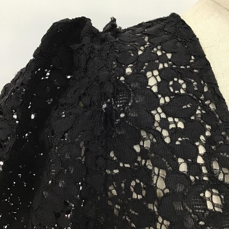 ザラ ZARA カットソー 半袖 4437 061 800 Vネック 総レース M レース柄 黒 / ブラック /  レディース USED 古着 中古 10098323