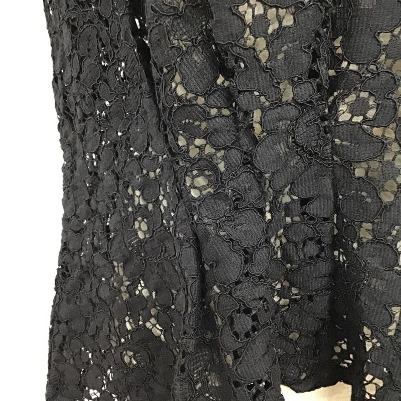 ザラ ZARA カットソー 半袖 4437 061 800 Vネック 総レース M レース柄 黒 / ブラック /  レディース USED 古着 中古 10098323