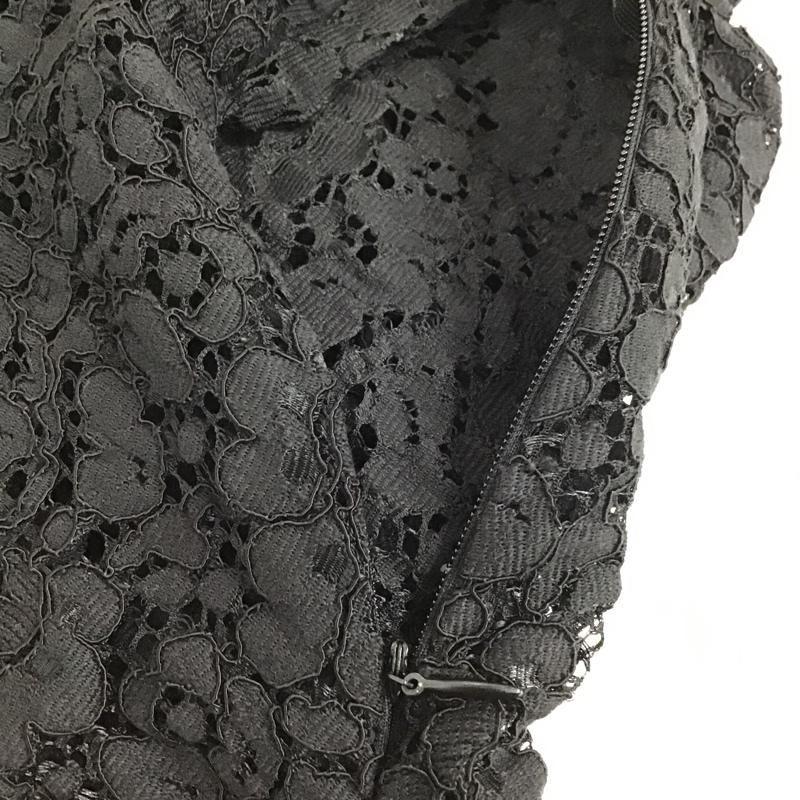 ザラ ZARA カットソー 半袖 4437 061 800 Vネック 総レース M レース柄 黒 / ブラック /  レディース USED 古着 中古 10098323