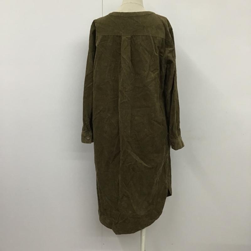 サニーレーベル Sonny Label ワンピース ひざ丈スカート LA87-26K030 コーデュロイ ノーカラー FREE 無地 カーキ / カーキ /  レディース USED 古着 中古 10098385