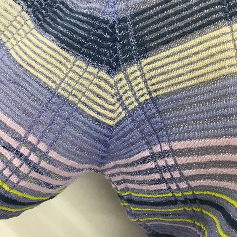 ザラニット ZARA KNIT ニット、セーター 半袖 サマーニット シアー L ボーダー柄 紫 / パープル / X 紺 / ネイビー / X 黄 / イエロー / X 桃 / ピンク /  レディース USED 古着 中古 10098392