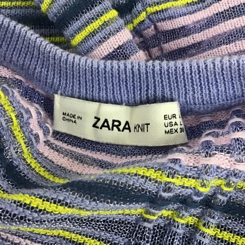 ザラニット ZARA KNIT ニット、セーター 半袖 サマーニット シアー L ボーダー柄 紫 / パープル / X 紺 / ネイビー / X 黄 / イエロー / X 桃 / ピンク /  レディース USED 古着 中古 10098392