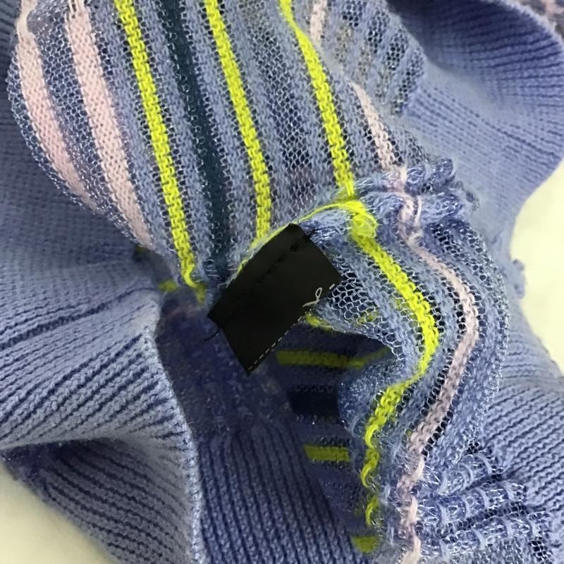 ザラニット ZARA KNIT ニット、セーター 半袖 サマーニット シアー L ボーダー柄 紫 / パープル / X 紺 / ネイビー / X 黄 / イエロー / X 桃 / ピンク /  レディース USED 古着 中古 10098392