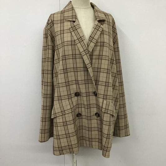 ヘザー Heather ジャケット、上着 ジャケット、ブレザー HE070442TS ダブルテーラードジャケット FREE チェック ベージュ / ベージュ / X 茶 / ブラウン / X えんじ / ワインレッド /  レディース USED 古着 中古 10098401
