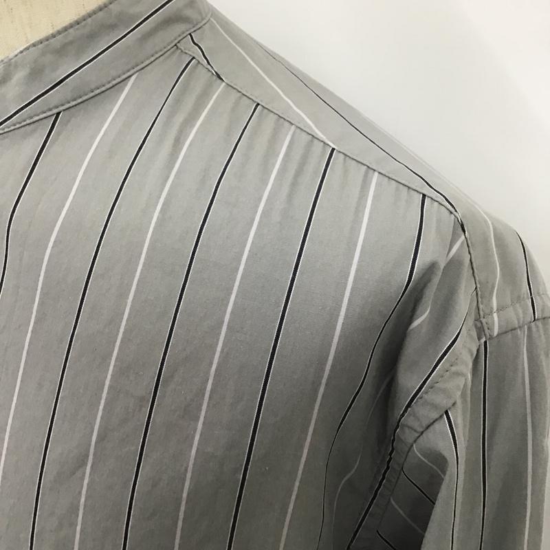 ナノユニバース nano・universe シャツ、ブラウス 長袖 672-2220208 LB.04 バンドカラー S ストライプ 灰 / グレー / X 白 / ホワイト / X 黒 / ブラック /  メンズ USED 古着 中古 10098415