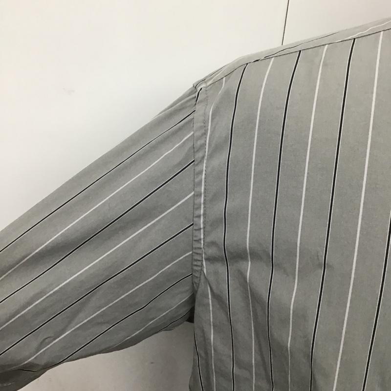 ナノユニバース nano・universe シャツ、ブラウス 長袖 672-2220208 LB.04 バンドカラー S ストライプ 灰 / グレー / X 白 / ホワイト / X 黒 / ブラック /  メンズ USED 古着 中古 10098415