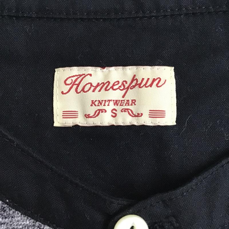 ホームスパン Homespun Tシャツ 長袖 カナダ製 ヘンリーネック カットソー S 無地 黒 / ブラック / X 灰 / グレー /  メンズ USED 古着 中古 10098432