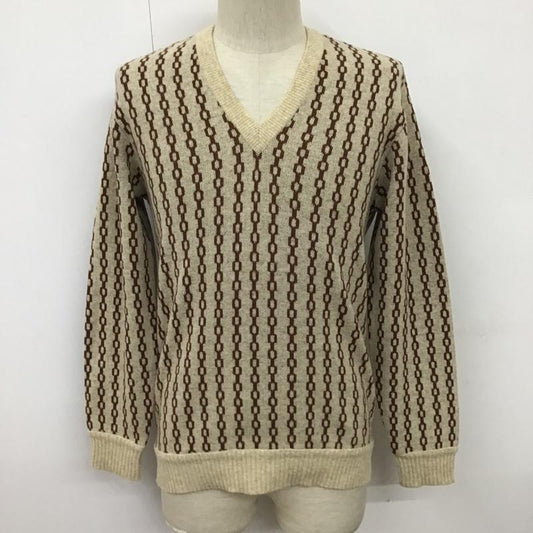 古着 USED ニット、セーター 長袖 Vネック M 総柄 ベージュ / ベージュ / X 茶 / ブラウン /  メンズ USED 古着 中古 10098434