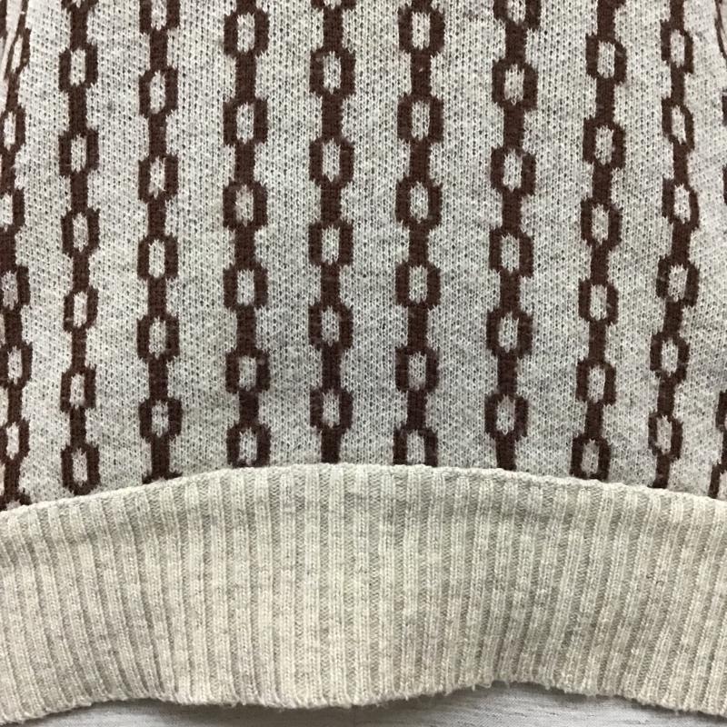 古着 USED ニット、セーター 長袖 Vネック M 総柄 ベージュ / ベージュ / X 茶 / ブラウン /  メンズ USED 古着 中古 10098434