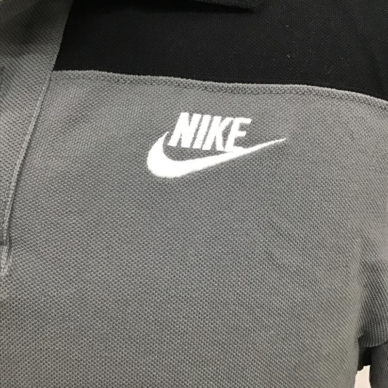 ナイキ NIKE ポロシャツ 半袖 DM6951-010 ナイキスポーツランニングトレーニングウェアポロシャツ 半袖カットソー 半袖ポロシャツ S ボーダー柄 黒 / ブラック / X 灰 / グレー /  メンズ USED 古着 中古 10098444