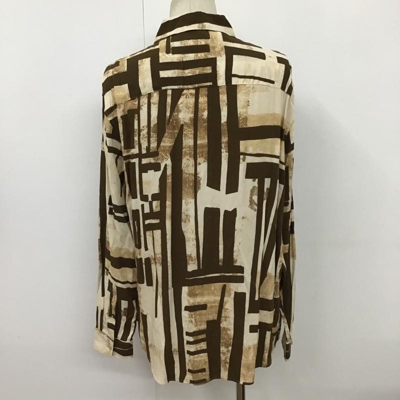 ザラ ZARA シャツ、ブラウス 長袖 長袖シャツ カジュアルシャツ 総柄シャツ プリントシャツ L 総柄 茶 / ブラウン /  メンズ USED 古着 中古 10098455