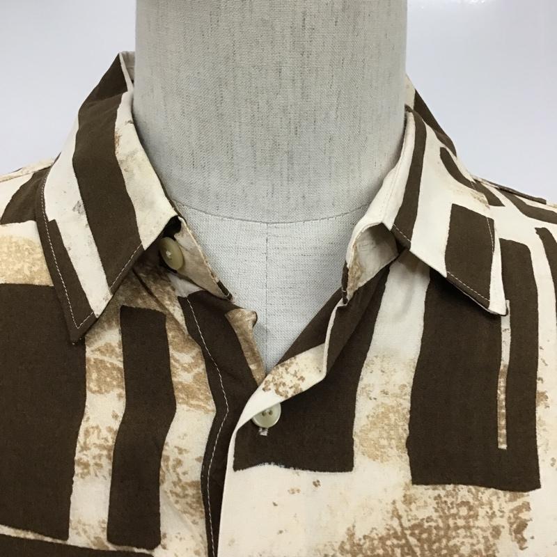 ザラ ZARA シャツ、ブラウス 長袖 長袖シャツ カジュアルシャツ 総柄シャツ プリントシャツ L 総柄 茶 / ブラウン /  メンズ USED 古着 中古 10098455