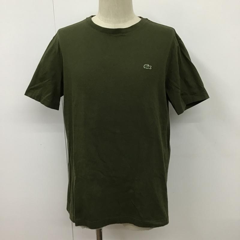 ラコステ LACOSTE Tシャツ 半袖 半袖カットソー クルーネックカットソー ロゴTシャツ L ロゴ、文字 カーキ / カーキ /  メンズ USED 古着 中古 10098465