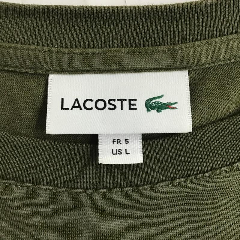 ラコステ LACOSTE Tシャツ 半袖 半袖カットソー クルーネックカットソー ロゴTシャツ L ロゴ、文字 カーキ / カーキ /  メンズ USED 古着 中古 10098465