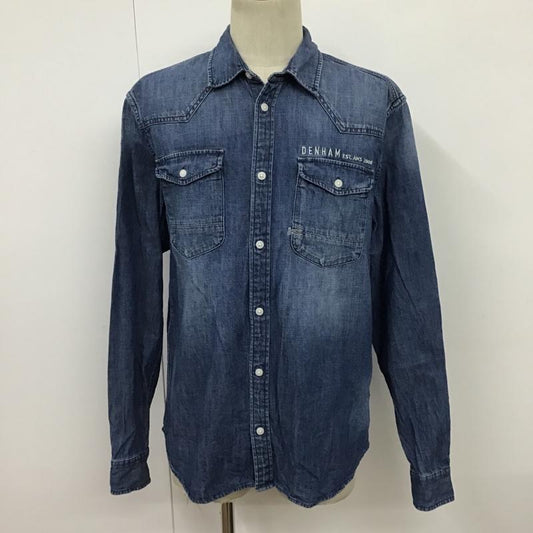 デンハム DENHAM シャツ、ブラウス 長袖 長袖 M ロゴ、文字 インディゴ / インディゴ /  メンズ USED 古着 中古 10098469